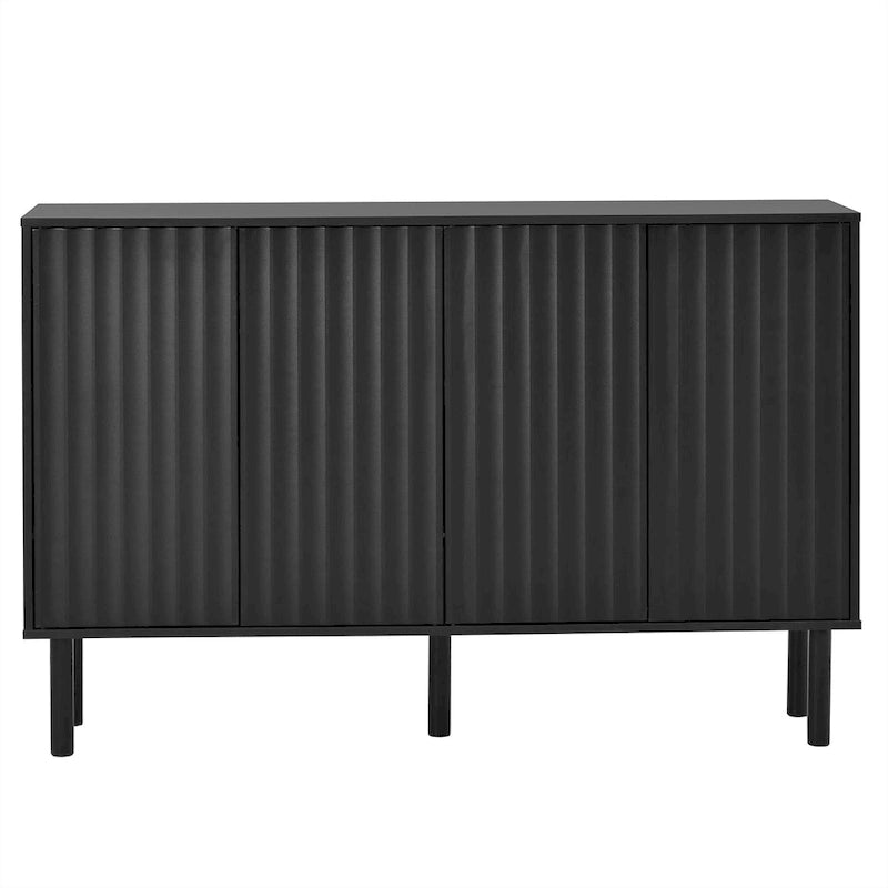 Minimalist Shoe Cabinet with 5 Solid Wood Legs and Fluted Doors