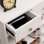 Modern Minimalist Wooden Shoe Rack with 2 Drawer, 4 Layer Shoe Cabinet for Entryway