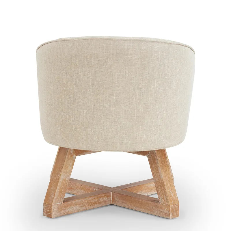 Beige Modern 27  Linen Swivel Barrel Chair