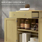 Modern Kitchen Storage Cabinet, Coffee Bar Cabinet with 2 Drawers, Doors and Adjustable Shelf