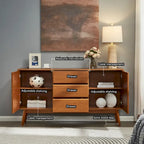 Modern Wood TV Stand, Entertainment Center for TVs up to 65, Sideboard Buffet Cabinet Credenza
