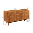 Modern Wood TV Stand, Entertainment Center for TVs up to 65, Sideboard Buffet Cabinet Credenza