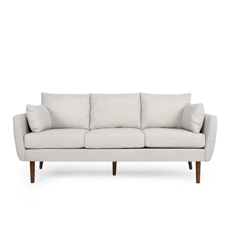 Modern 76.5  3-Seater Sofa with Birchwood Legs and Pillows