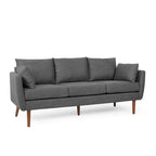 Modern 76.5  3-Seater Sofa with Birchwood Legs and Pillows