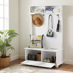 Modern Classic Hall Tree with Shoe Rack Bench and Coat Hooks for Hanging Storage