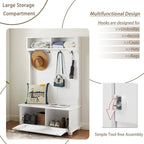 Modern Classic Hall Tree with Shoe Rack Bench and Coat Hooks for Hanging Storage