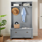 Modern Classic Hall Tree with Shoe Rack Bench and Coat Hooks for Hanging Storage