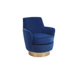 Navy Velvet 29.3 Upholstered Swivel Barrel Chair with Stainless Steel Base