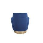 Navy Velvet 29.3 Upholstered Swivel Barrel Chair with Stainless Steel Base