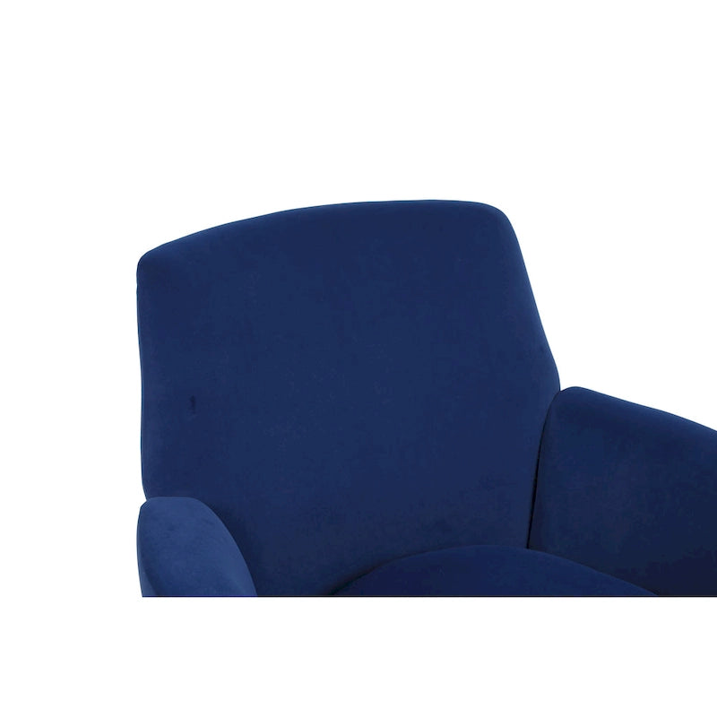 Navy Velvet 29.3 Upholstered Swivel Barrel Chair with Stainless Steel Base