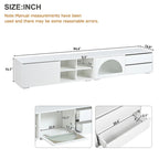 Modern TV Stand with Fluted Glass Door for TVs Up to 100, Media Console with Sliding Door & 2 Drawers