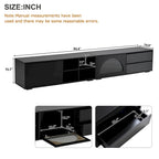 Modern TV Stand with Fluted Glass Door for TVs Up to 100, Media Console with Sliding Door & 2 Drawers