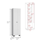 Lake Broom Cabinet Slim-Design Storage Solution with Inner Shelves and Side Broom Hangers White