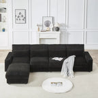 126 W Corduroy Large L-Shaped Sofa With USB Port