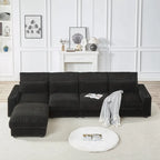 126 W Corduroy Large L-Shaped Sofa With USB Port
