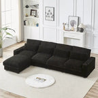126 W Corduroy Large L-Shaped Sofa With USB Port