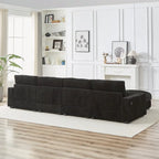 126 W Corduroy Large L-Shaped Sofa With USB Port