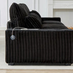 126 W Corduroy Large L-Shaped Sofa With USB Port