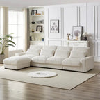 126 W Corduroy Large L-Shaped Sofa With USB Port