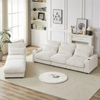 126 W Corduroy Large L-Shaped Sofa With USB Port