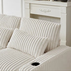 126 W Corduroy Large L-Shaped Sofa With USB Port