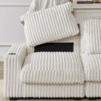 126 W Corduroy Large L-Shaped Sofa With USB Port