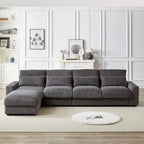 126 W Corduroy Large L-Shaped Sofa With USB Port