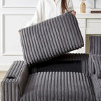126 W Corduroy Large L-Shaped Sofa With USB Port