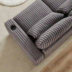 126 W Corduroy Large L-Shaped Sofa With USB Port