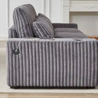 126 W Corduroy Large L-Shaped Sofa With USB Port