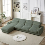 126 W Corduroy Large L-Shaped Sofa With USB Port