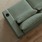 126 W Corduroy Large L-Shaped Sofa With USB Port