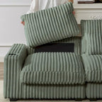 126 W Corduroy Large L-Shaped Sofa With USB Port
