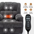 Grey Oversized Chenille Power Lift Recliner with Massage, Heating, Flat Lay