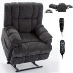 Grey Oversized Chenille Power Lift Recliner with Massage, Heating, Flat Lay
