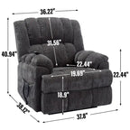 Grey Oversized Chenille Power Lift Recliner with Massage, Heating, Flat Lay