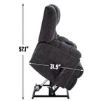 Grey Oversized Chenille Power Lift Recliner with Massage, Heating, Flat Lay