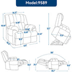 Grey Oversized Chenille Power Lift Recliner with Massage, Heating, Flat Lay