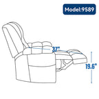 Grey Oversized Chenille Power Lift Recliner with Massage, Heating, Flat Lay