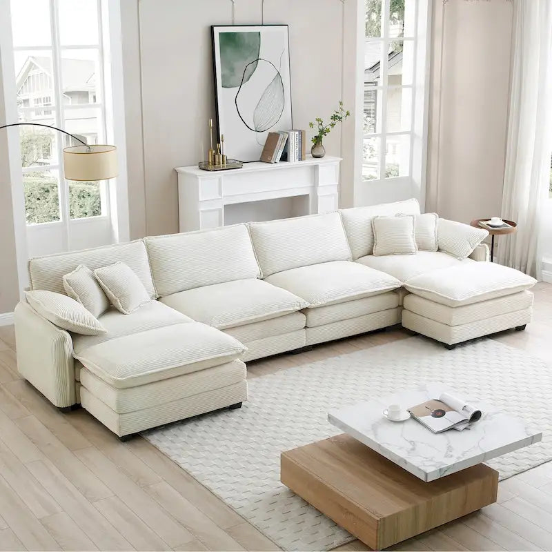 DIY Customization Corduroy Upholstered Armless Modular Sectional Sofa