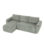 Grey 105.2  Corduroy L-Shaped Convertible Sleeper Sectional with Storage