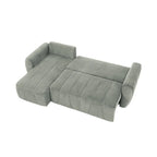 Grey 105.2  Corduroy L-Shaped Convertible Sleeper Sectional with Storage
