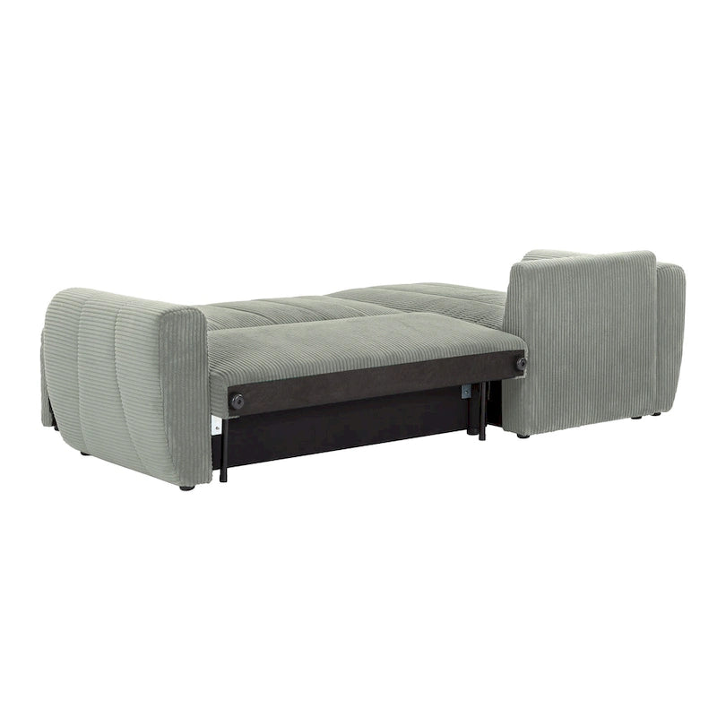 Grey 105.2  Corduroy L-Shaped Convertible Sleeper Sectional with Storage
