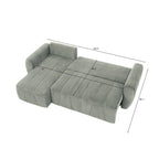 Grey 105.2  Corduroy L-Shaped Convertible Sleeper Sectional with Storage