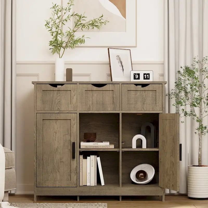 Storage Cabinets,Wooden Floor Cabinet,with Drawers and Shelves Storage Cabinets,Accent Cabinet for Living Room,Bedroom,Bathroom