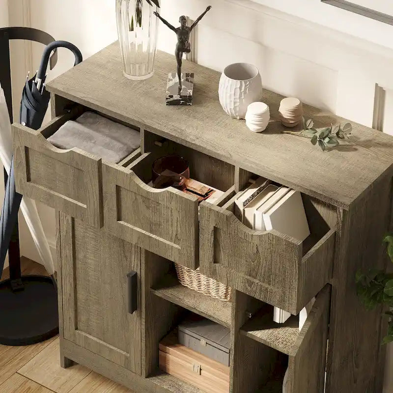 Storage Cabinets,Wooden Floor Cabinet,with Drawers and Shelves Storage Cabinets,Accent Cabinet for Living Room,Bedroom,Bathroom