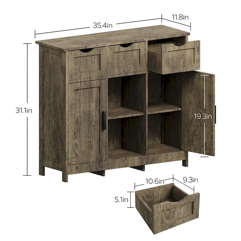 Storage Cabinets,Wooden Floor Cabinet,with Drawers and Shelves Storage Cabinets,Accent Cabinet for Living Room,Bedroom,Bathroom