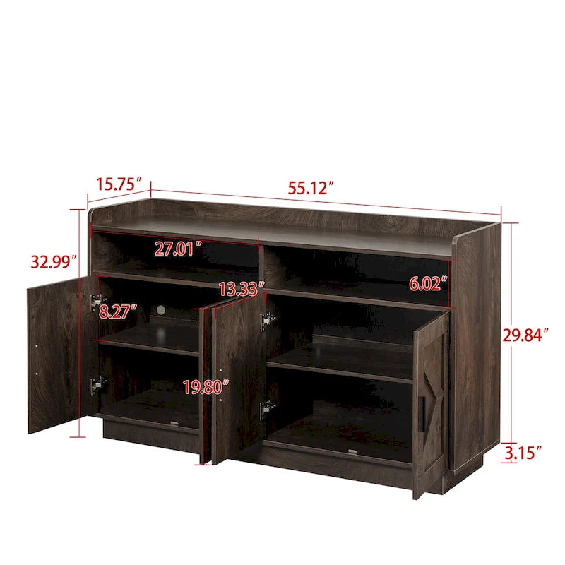 Dresser Cabinet,Buffet Sideboard Storage Cabinet,Buffet Server Console Tablestorge Cabinetsolid,Shaped Door Panels,Metal Handle