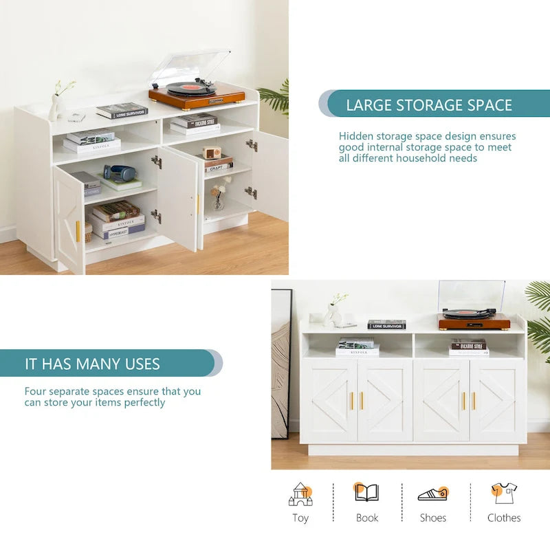 Dresser Cabinet,Buffet Sideboard Storage Cabinet,Buffet Server Console Tablestorge Cabinetsolid,Shaped Door Panels,Metal Handle
