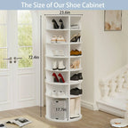 Rotating Shoe Rack Tower,7-Tier Shoe Rack,Free Standing 360Revolving Shoe Organizer,High Bottom Design,Fits 28 Pairs of Shoes